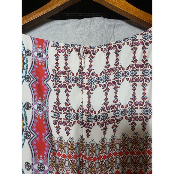 Paperwhite Silk Slip Maxi Dress Women's 6 Boho Tribal Print Sleeveless A-Line - Picture 4 of 7